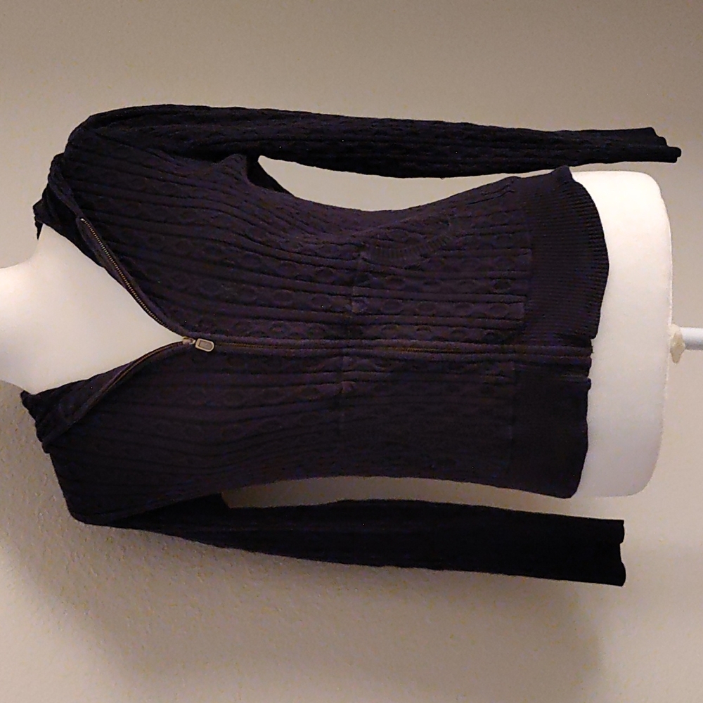 Women's Black Cable-Knit Zip Hoodie